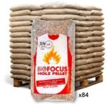 Bancale 1260 kg pellet bio focus in abete e pino enplus a1, 84 sacchi da 15 kg