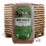 Bancale 1080 kg pellet bio holz premium abete e faggio enplus a1, 72 sacchi da 15 kg