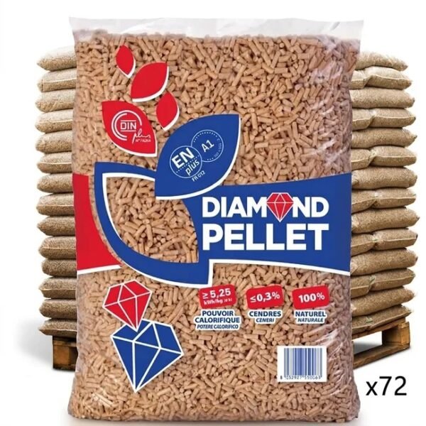 Bancale 1080 kg pellet diamond in abete enplus a1, 72 sacchi da 15 kg
