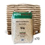 Bancale 1050 kg pellet noricalor in abete rosso enplus a1, 70 sacchi da 15 kg