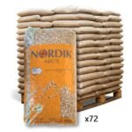 Bancale 1080 kg pellet nordik in abete enplus a1, 72 sacchi da 15 kg