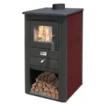 Stufa a legna – Pallade finitura Bordeaux 50_41 h86 cm 10,7 kW vano portalegna – Mille - immagine 3