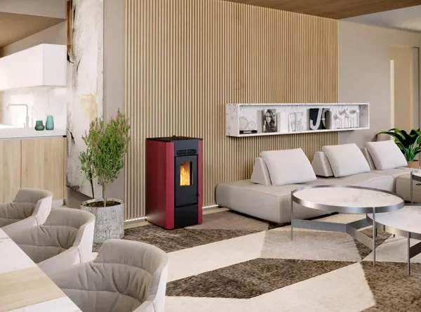 Stufa a pellet ventilata LVZ Karin 8.1 KW bordeaux