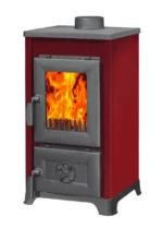 Stufa riscaldamento a legna con struttura in acciaio e ghisa 7.09 kw Karusel Mini - Red - immagine 2