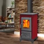 Stufa riscaldamento a legna con struttura in acciaio e ghisa 7.09 kw Karusel Mini - Red