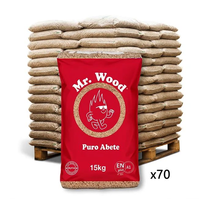 media Bancale 1050 kg pellet Mr. Wood in abete ENplus A1, 70 sacchi da 15 kg - immagine 1