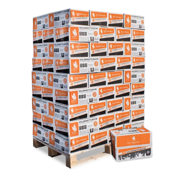 Bricchetti di faggio vanestro hartholzbriketts m nestro · bancale 972 kg · 81 cartoni da 12 kg